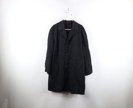 Vtg 50s 60s Streetwear Mens 48S Distressed Lined All Weather Coat Jacket Black - £55.18 GBP