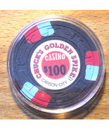 (1) $100. Chuck&#39;s Golden Spike Casino Chip - 1976 - Carson City, Nevada - £22.78 GBP