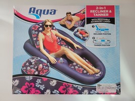 Aqua 2-in-1 Pool Float Lounge X-Large with Adjustable Backrest &amp; Cup Caddy, NIB - £35.31 GBP