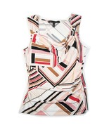 White House Black Market S Sleeveless Blouse Pink Tan Geometric Print Co... - £16.97 GBP