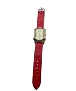 Large Vernier Ladies Watch Silver Tone Rectangle Pink Leather Band Needs... - $16.56