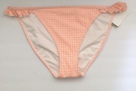 NEW AERIE Orange Peach Gingham Check Ruffle Bikini Bottom Separate (Size XL) - £7.83 GBP