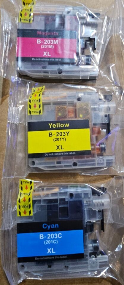 Brother Replacement Ink Cartridges High Yeild B-203 XL Red Blue Yellow Genuine - $19.29