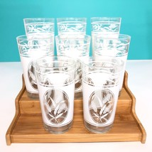 8 Vintage Glass Drink Tumbler Glasses Wheat Pattern Mid Century Barware Set - £38.70 GBP