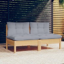 2-seater Garden Sofa Gray, Natural Wood - $6,339.49 MXN