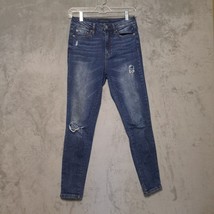 Aeropostale Womens The Norma Jeans Size 4 Blue Hi Rise Distressed Casual... - £12.68 GBP