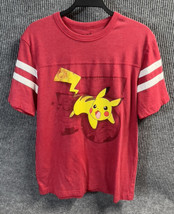 Pokemon Shirt Mens Medium Red Pikachu Battle Stance Graphics Distressed Pullover - £10.38 GBP