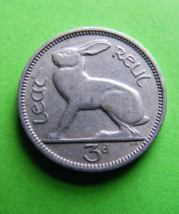 Authentic Vintage Irish Three Pence Coin Minted 1950 - Rabbit - Harp - Ireland - £4.71 GBP