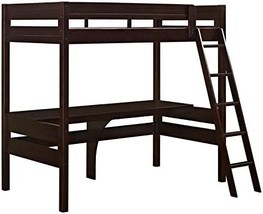 Dorel Living Harlan Wood Loft Bed With Ladder And Guard Rail - Twin (Espresso) - $493.99