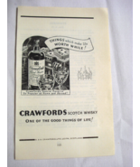 1960 UK Ad Crawford&#39;s Scotch Whisky Things Which Make Life Worth While! - $12.32 CAD