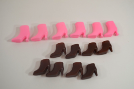 Barbie Doll Heeled Boots Shoes Lot of 7 Pairs Unmarked Hard Plastic Pink... - £25.34 GBP