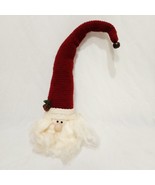 &quot;Santa Head Plush Christmas Door Knob Hanger TJ&#39;s 13&quot; Fabric - £12.53 GBP