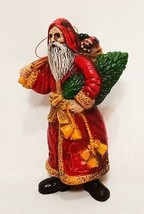 Vintage Santa Holding Tree Bag of Toys  Christmas Tree Ornament Hard Pla... - £17.64 GBP