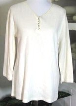 ECRU Ribbed Knit Top Cotton Size M Karen Scott Sport NWT - £11.78 GBP