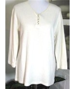 ECRU Ribbed Knit Top Cotton Size M Karen Scott Sport NWT - €12,86 EUR