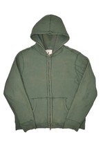 J Crew Vintage Fleece Hoodie Mens XL Green Blank Full Zip Thermal Lined Heavy - £37.86 GBP