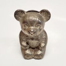 Silver Plated Teddy Bear Money Coin Bank-  5" - Cute Baby Child Gift Kee... - $22.70