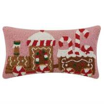 16&quot;x9&quot; Gingerbread Train with Candy Cane Swirls Hook Pillow - £26.55 GBP