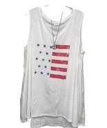 NWT LuLaRoe Medium White Blue Stars Red Striped KRISTINA Tank Top - $35.63