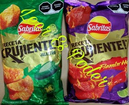 2X SABRITAS CRUJIENTES - 1 CHILE JALAPENO y 1 FLAMING HOT PAPITAS - DE 1... - £12.94 GBP