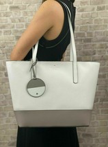 Kate Spade Briel Large White Gray Smooth Leather Tote WKRU6708 NWT $329 MSRP - £85.26 GBP