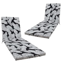 2-Piece Black Leaf Outdoor Chaise Lounge Cushion Set w/ Ties for Patio - $2,821.16 MXN