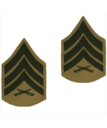 USMC Marine Corps Chevrons Green on Khaki E-5 Sergeant SGT FEMALE PAIR - $14.39 CAD