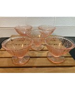 5 Depression Jeanette Pink Cherry Blossom 3" Tall Footed SHERBERT FOOTED - $45.35