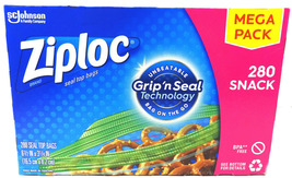 Ziploc Seal Top Snack Bags, Grip &#39;n Seal Technology (280 Count Mega Pack) - £13.20 GBP