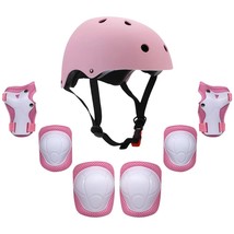 Kids 7 in 1 Helmet and Pads Set Adjustable Kids Knee Pads Elbow Pads Wrist Guard - £92.57 GBP