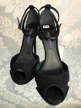 Ralph Lauren Collection Black Suede Platform Sandal/Heels Sz 37.5/US 7.5 $600 - £179.73 GBP