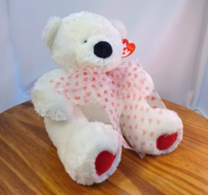 Vintage 2005 TY Classic Caressa Valentine Teddy Bear Plush Heart Ribbon With Tag - £7.69 GBP