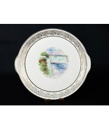 11.5&quot; Porcelain Cake Plate, Assist Handles, Niagara Falls Souvenir, Gold... - $26.79 CAD