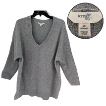 Terra &amp; Sky Women’s 1X Gray Knit Sweater Blouse Casual Long Sleeve Top - $13.61