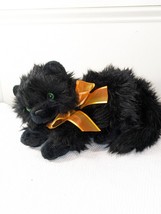 Ty Classic Moonstruck Black Cat Kitten Plush 2006 Green Eyes Orange Bow ... - $24.00