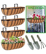 Pack of 4 Railing Planter Window Box Deck Balcony Railing Planter 24&quot; fo... - $96.20 CAD