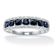 Platinum Over Sterling Silver 1.05 Tcw Sapphire Ring Size 6 7 8 9 10 - £159.86 GBP