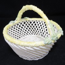Belleek Porcelain Basket Strand Woven Easter Shamrock Clover 8th Mark #2252 - £389.74 GBP