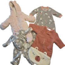 Baby Girl Bunting Sleeper Lot 0-3 Mos Layette Sherpa Fleece Snow Suit Pi... - £22.46 GBP