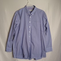 OOBE Shirt Men&#39;s 3XL Blue Gingham Check Button Down Long Sleeve Casual - $25.53
