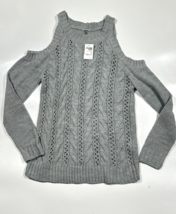 Charlotte Russe Knit Long Sleeve Sweater Gray Shoulder Cut Out Size XS NWT NEW - £16.43 GBP