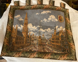 Vintage Tapestry wall hangimg baroque elaborate detail large piece 27x23 - $37.39
