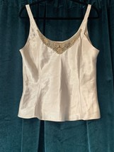 Ecru Nylon Satin Finish Camisole Lace Accents 44&quot; Chest - $9.50