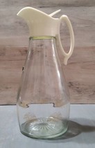 Vintage Large Glass Log Cabin Syrup Dispenser Jar White Handle Eagles Bo... - £13.13 GBP
