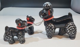 MCM Vintage Redware Black Poddles Chained Family Set of 3 Japan Ceramic - £19.77 GBP