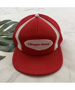 Haagen Dazs Vintage 80s Snap Back Trucker Hat Red White Mesh Patch - $35.19 CAD