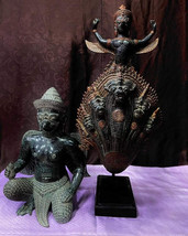 Narai Song Garuda Statue - Antique Antique Khmer Style Bronze Angkor Bronze Seat - £3,836.90 GBP