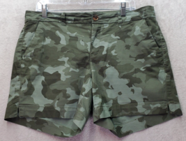 Old Navy Mini Shorts Women&#39;s 12 Green Camouflage Cotton Everyday Mid Rise Pocket - £14.45 GBP