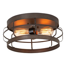 Industrial Ceiling Light 11-Inch Round Flush Mount Metal Strap Fixture - $149.95