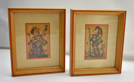 2 Hummel Framed Art The Little Hiker & Girl with Flowers 5-1/4" x 6-1/2" x 7/8" - $23.70